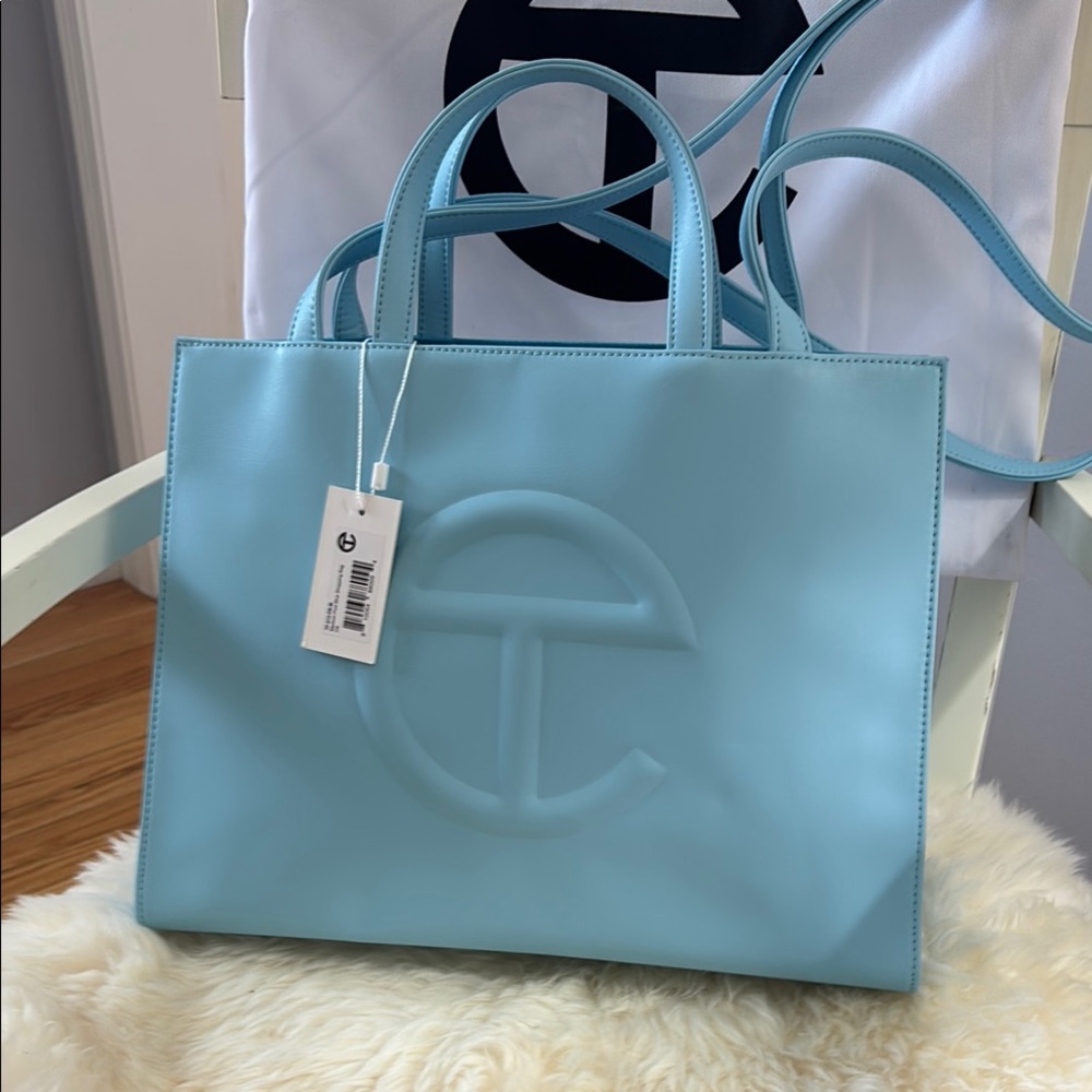Telfar Light Blue Medium Shopping Bag
